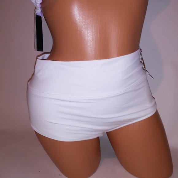 Victoria Secret PINK Swim Bikini Large White Purple Triangle Shortie String Reve - Picture 5 of 12